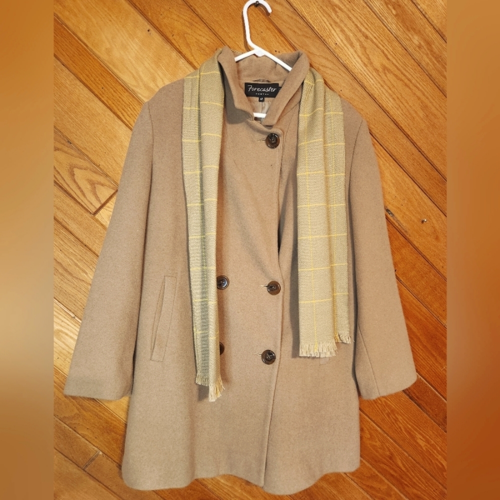 Forecaster of Boston size 12 light brown coat with matching scarf